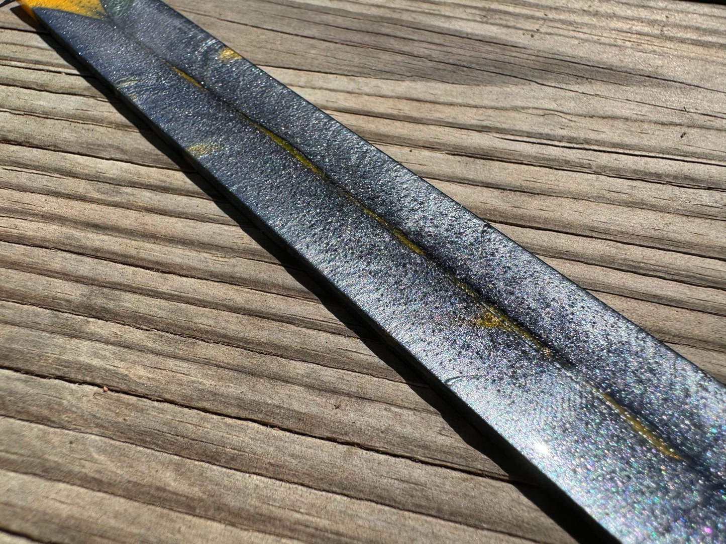 1.2 x 7.7 Flexible Bookmark Yellow Green Metallic Charcoal with Green Tassel