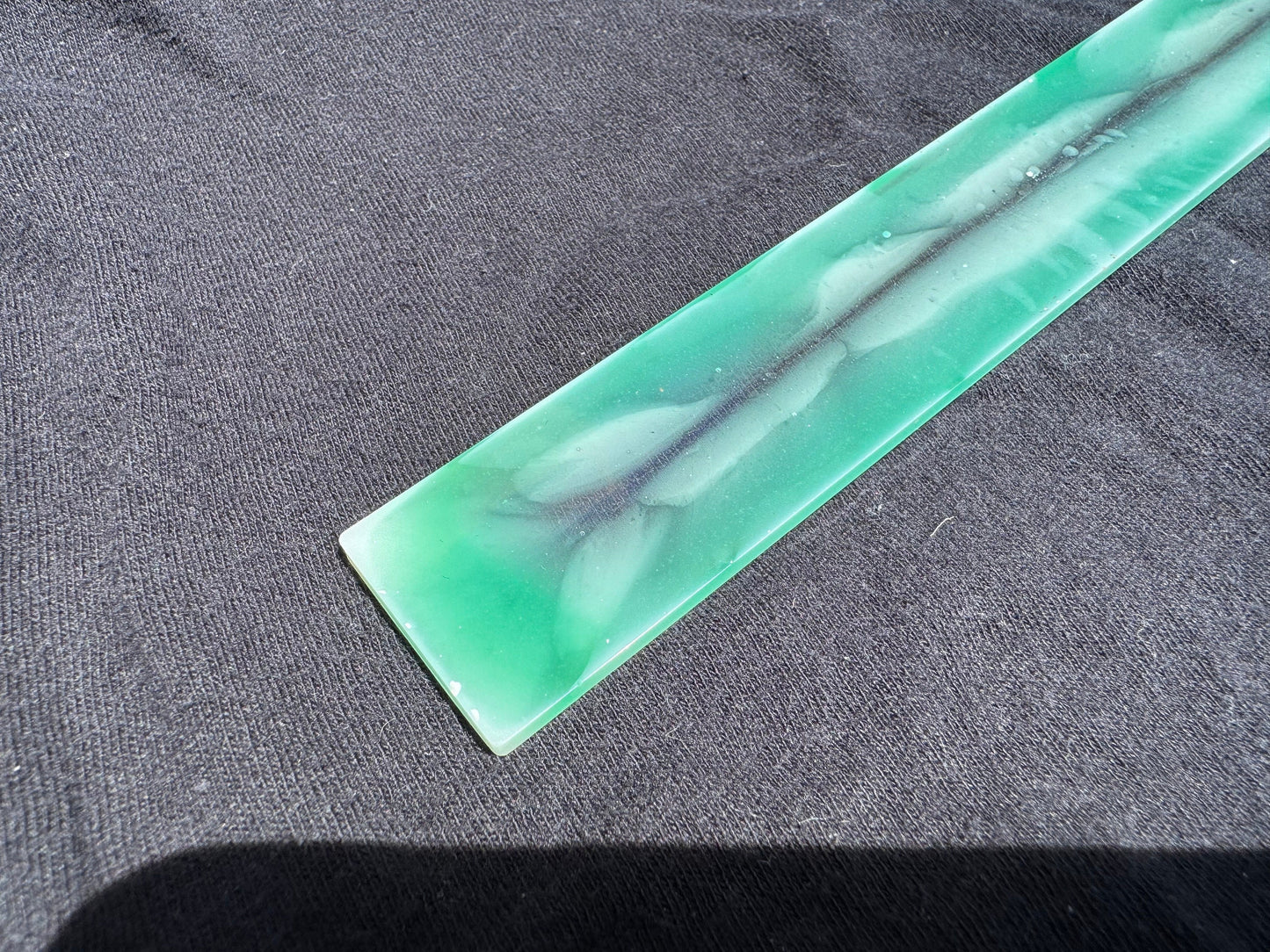 1.2 x 7.7 Blue to Green Heat Activated Color Changing Bookmark with Cyan Tassel