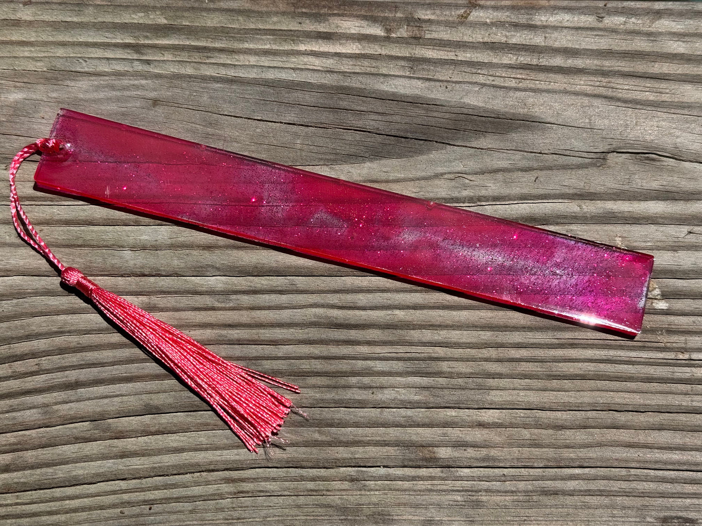 1.2 x 7.7 Flexible Bookmark Hot Pink Pink Glitter with Pink Tassel