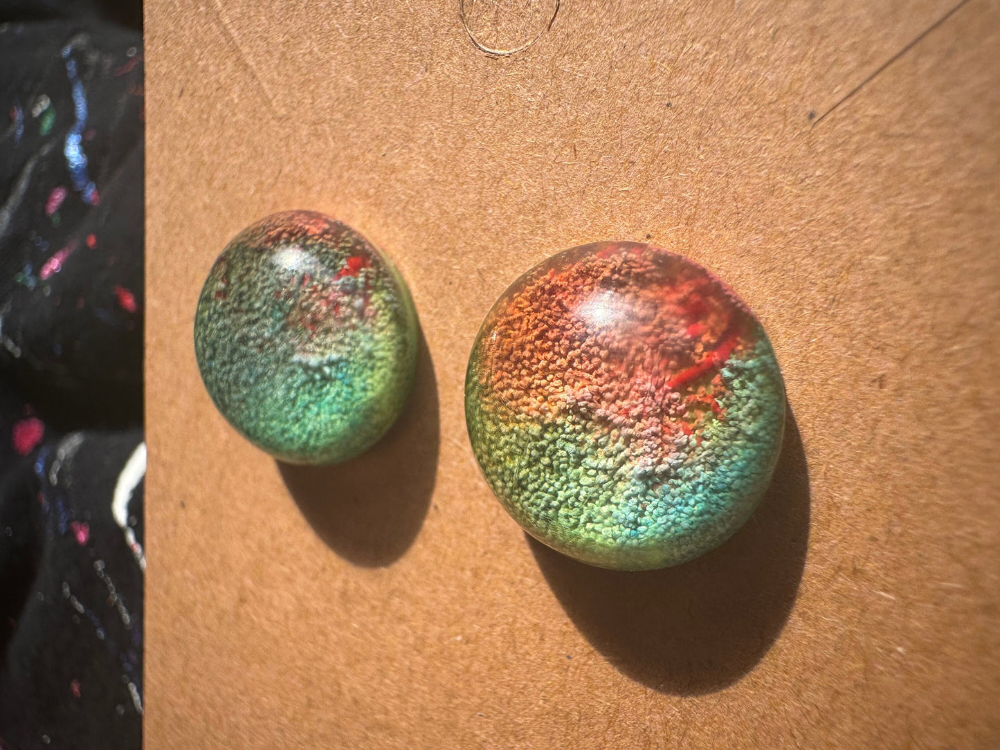 Small Rainbow Pride Petri Style Half Sphere Stud Epoxy Resin Earrings with Gold Studs