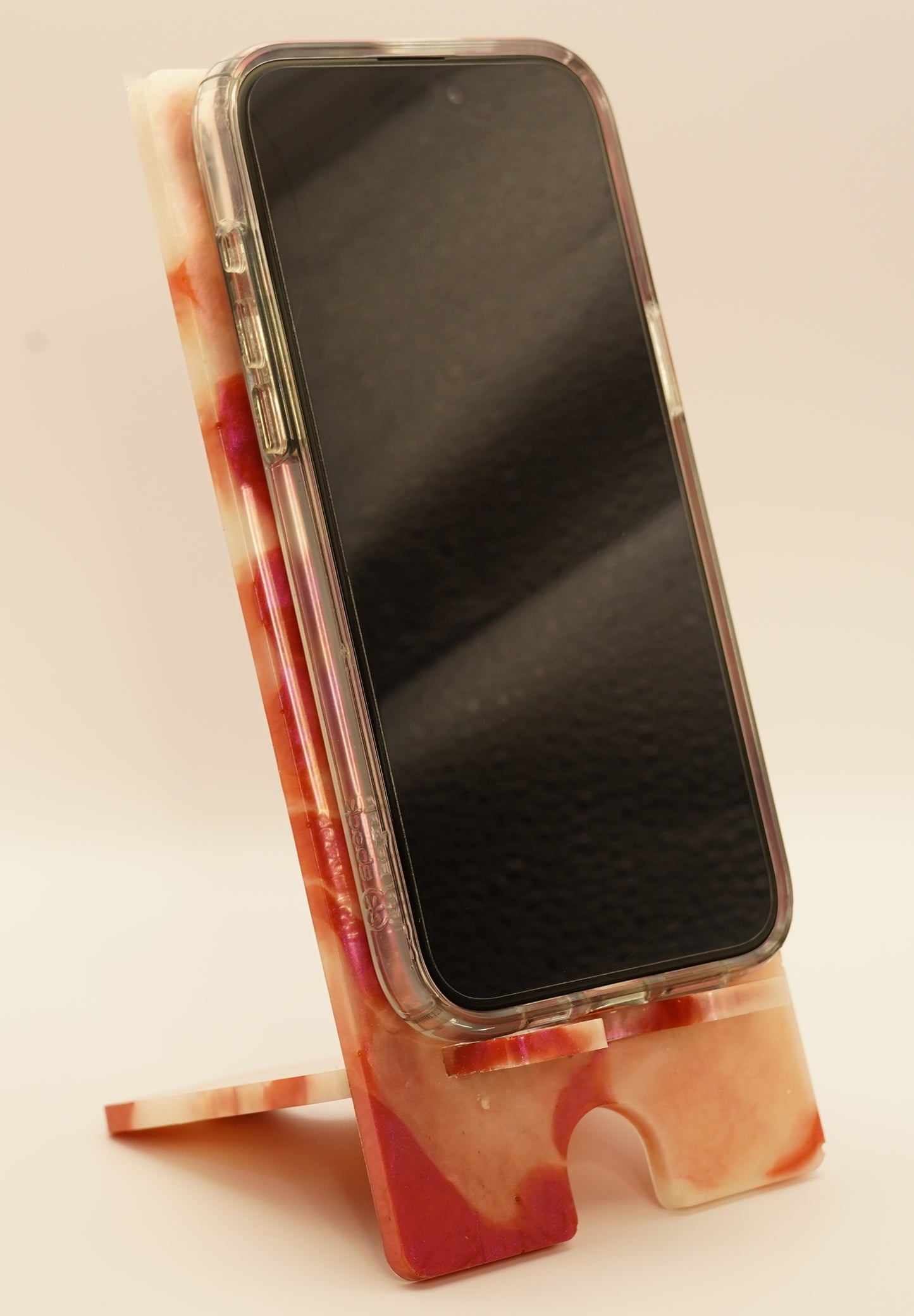 CUSTOM Tabletop Phone Stand Epoxy Resin Marbled Glitter Glowing Holographic Multichrome