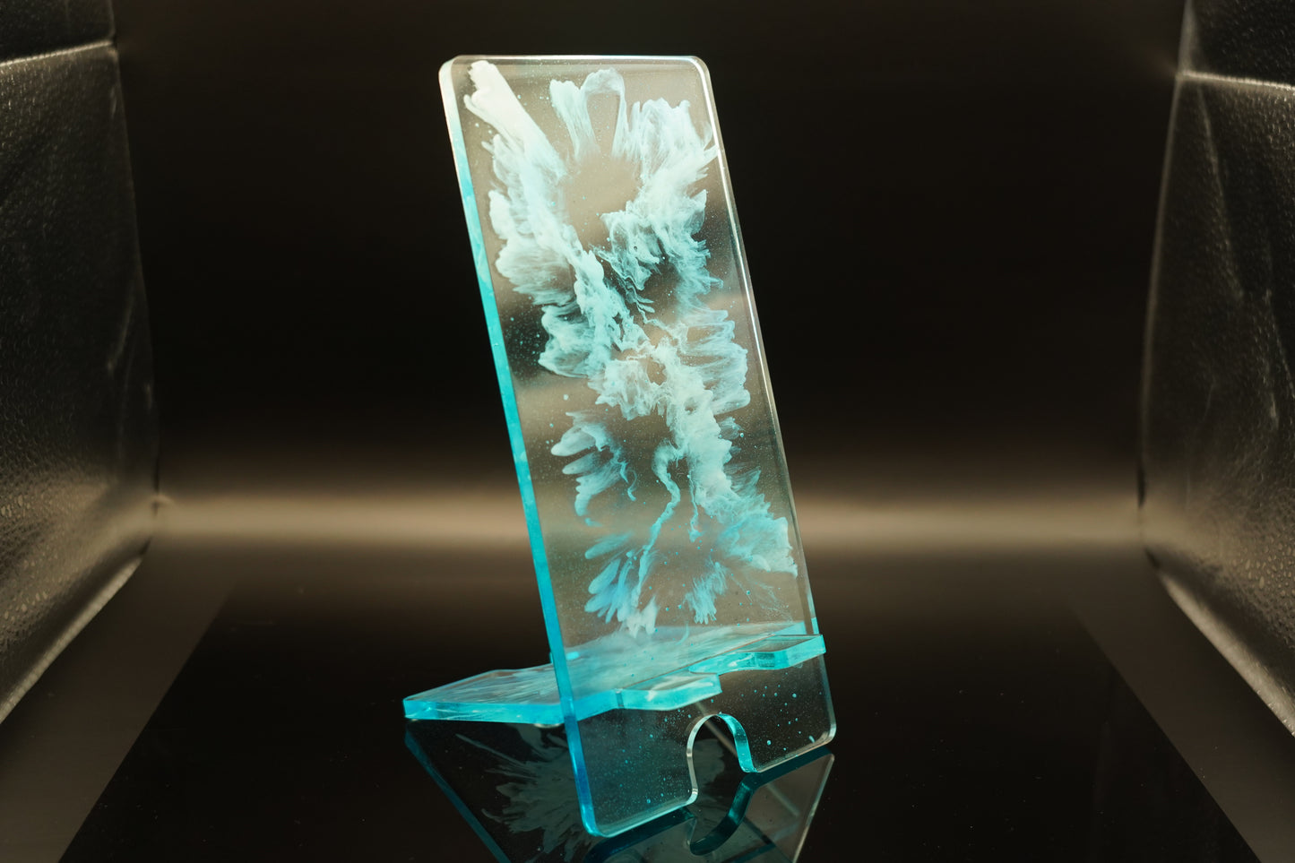 CUSTOM Tabletop Phone Stand Epoxy Resin Marbled Glitter Glowing Holographic Multichrome