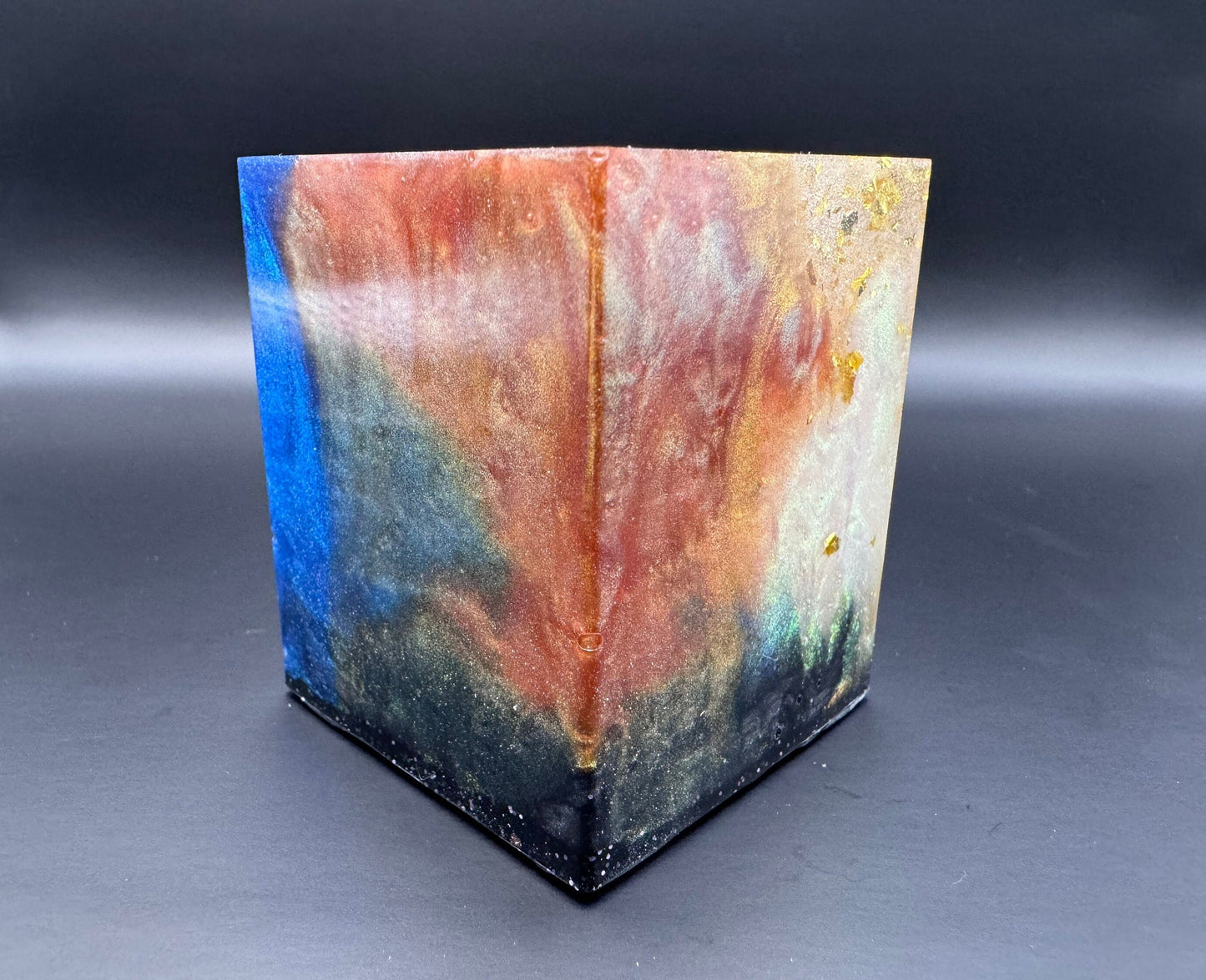 Square Brush Pen Cup Epoxy Resin Metallic Blue White Orange Pink Yellow Black
