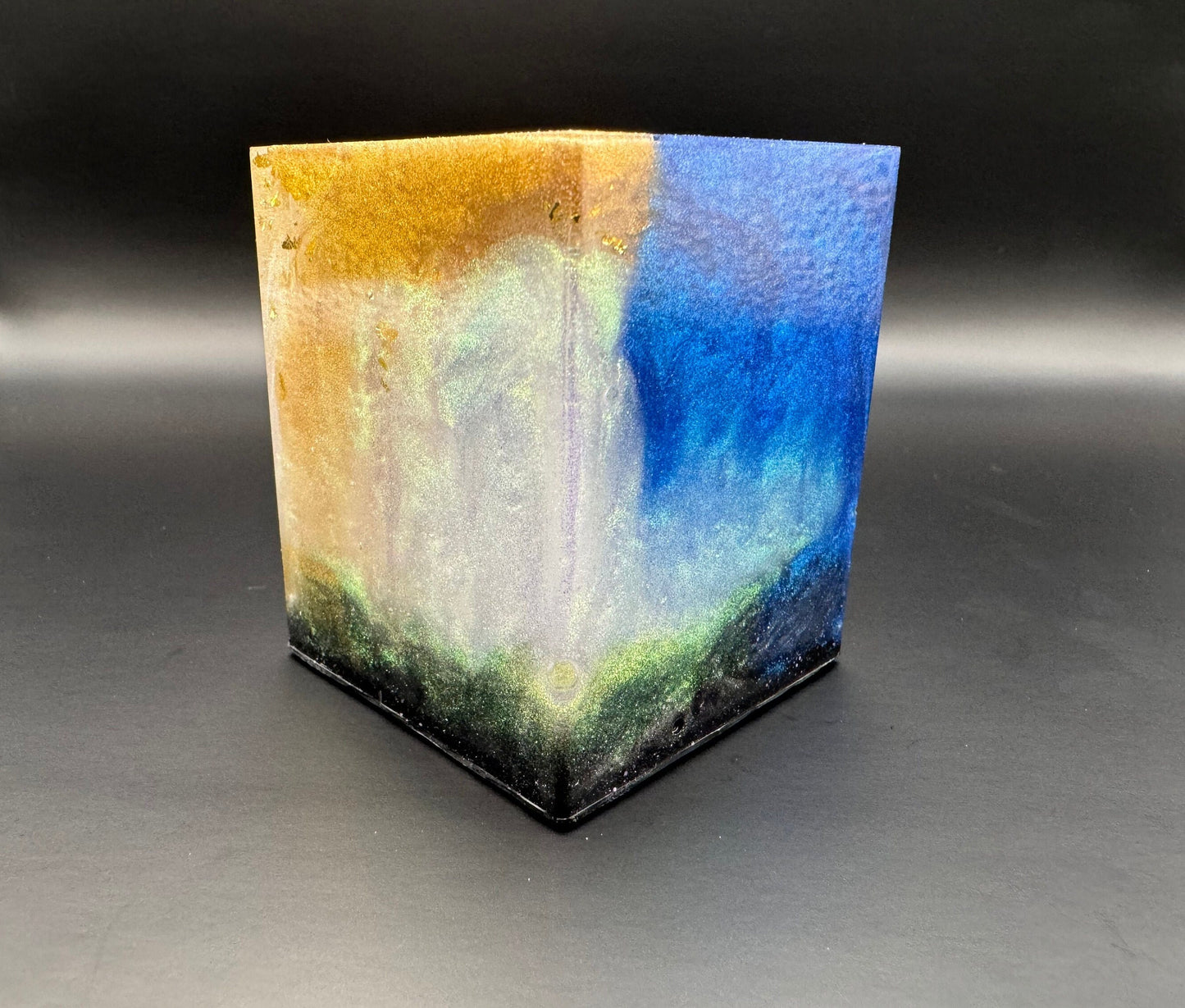 Square Brush Pen Cup Epoxy Resin Metallic Blue White Orange Pink Yellow Black