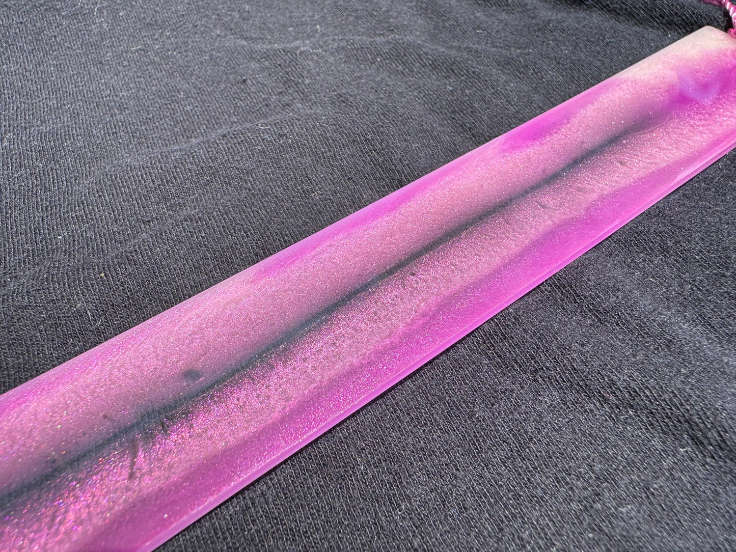 1.2 x 7.7 Pink White and Clear Bookmark with Pink Tassel