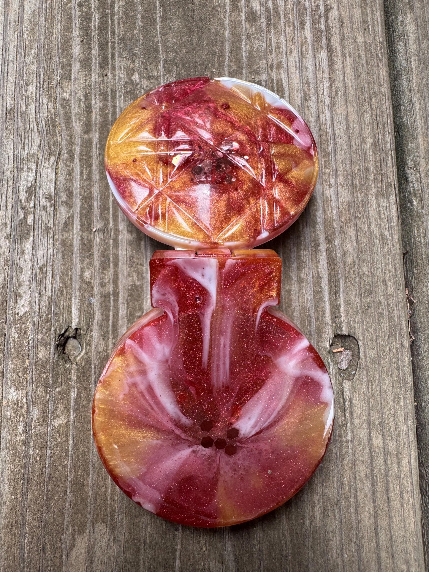 Metallic Rose Gold Gold White Marbled Beauty Compact Epoxy Resin