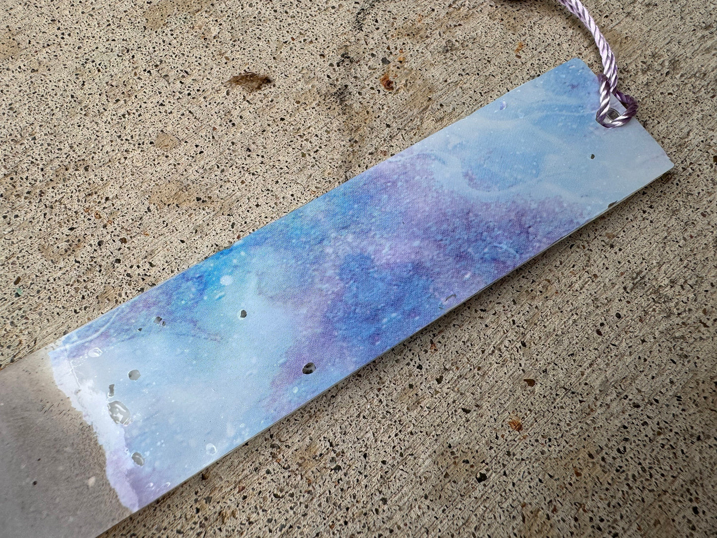 1.2 x 7.7 Bookmark REAL SAND Ocean Waves Blue White Purple with Lavender Tassel