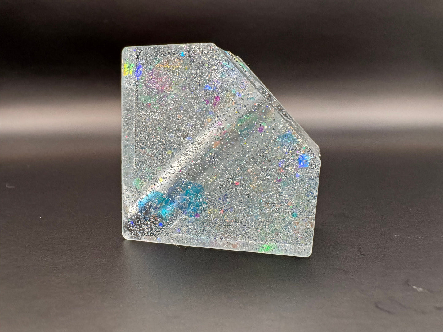 Clear Diamond with Holographic Flakes Straw Topper Epoxy Resin