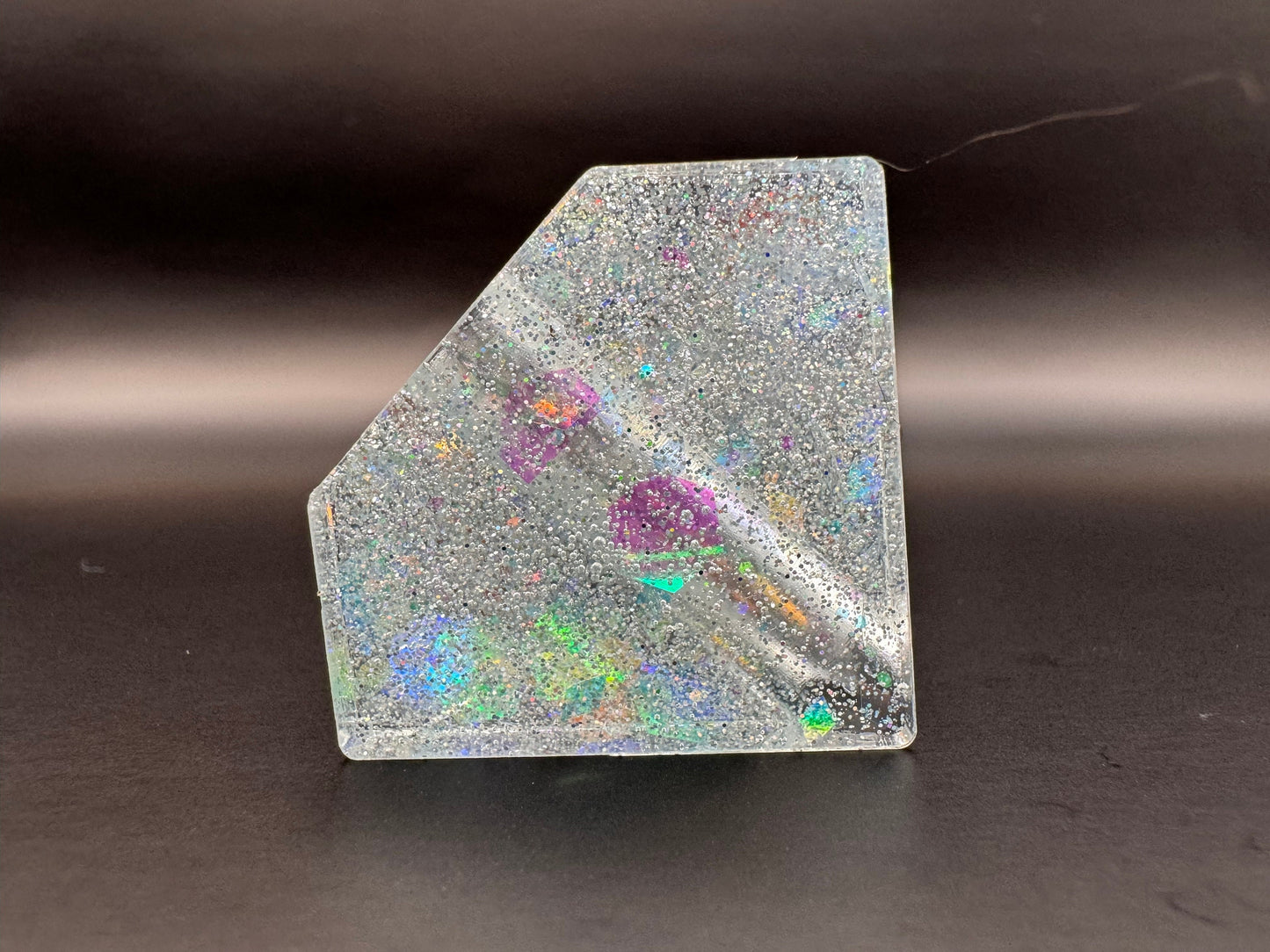Clear Diamond with Holographic Flakes Straw Topper Epoxy Resin