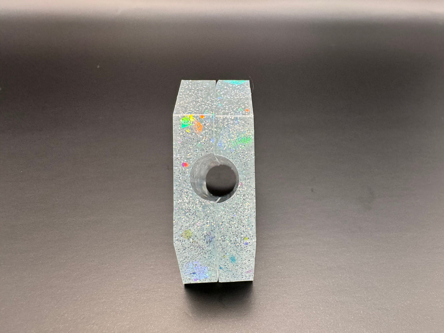 Clear Diamond with Holographic Flakes Straw Topper Epoxy Resin