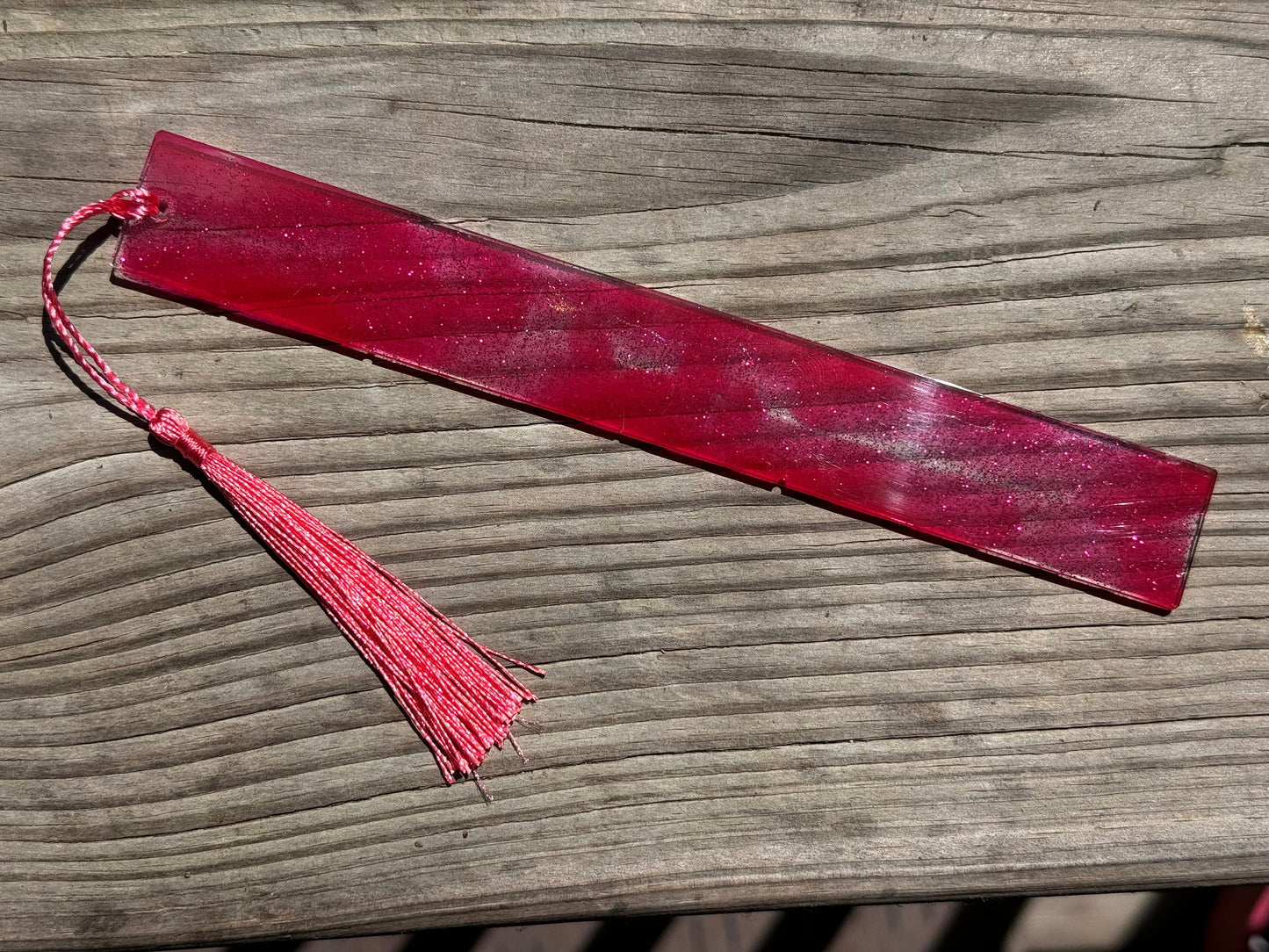 1.2 x 7.7 Flexible Bookmark Hot Pink Pink Glitter with Pink Tassel