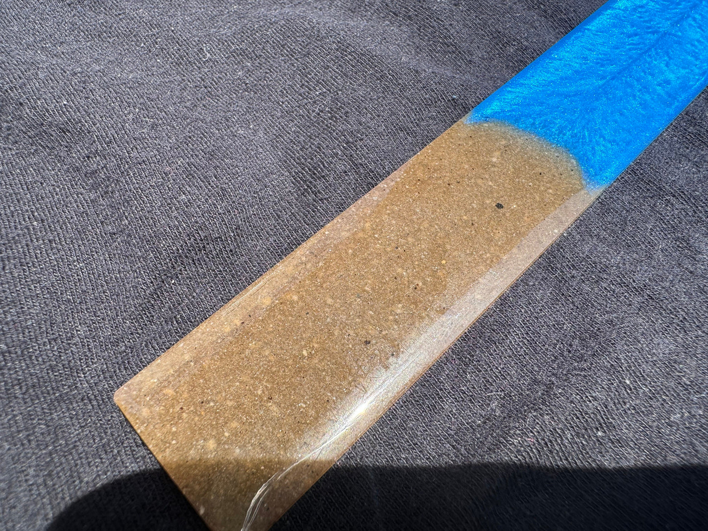 1.2 x 7.7 Ocean Real Sand Metallic Blue Teal Bookmark with Brown Tassel