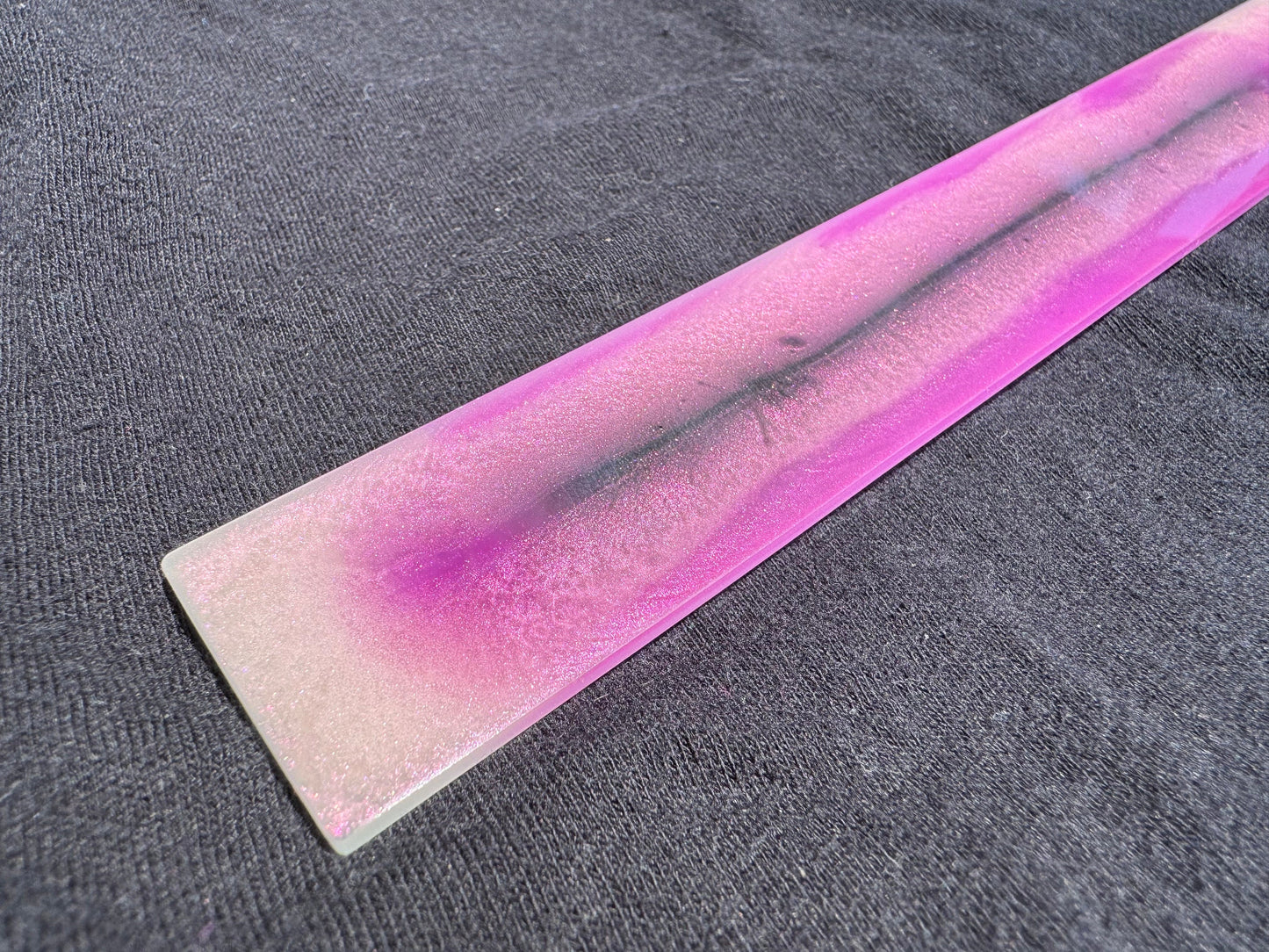 1.2 x 7.7 Pink White and Clear Bookmark with Pink Tassel
