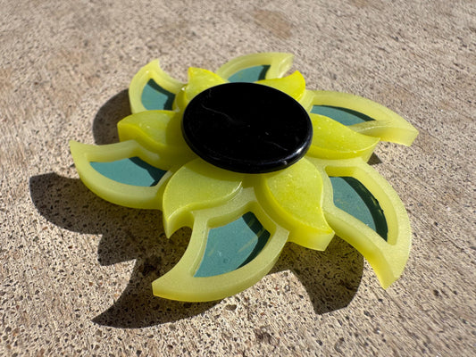 Lime Green Dark Green Glow In The Dark Sun Blast Fidget Spinner Epoxy Resin