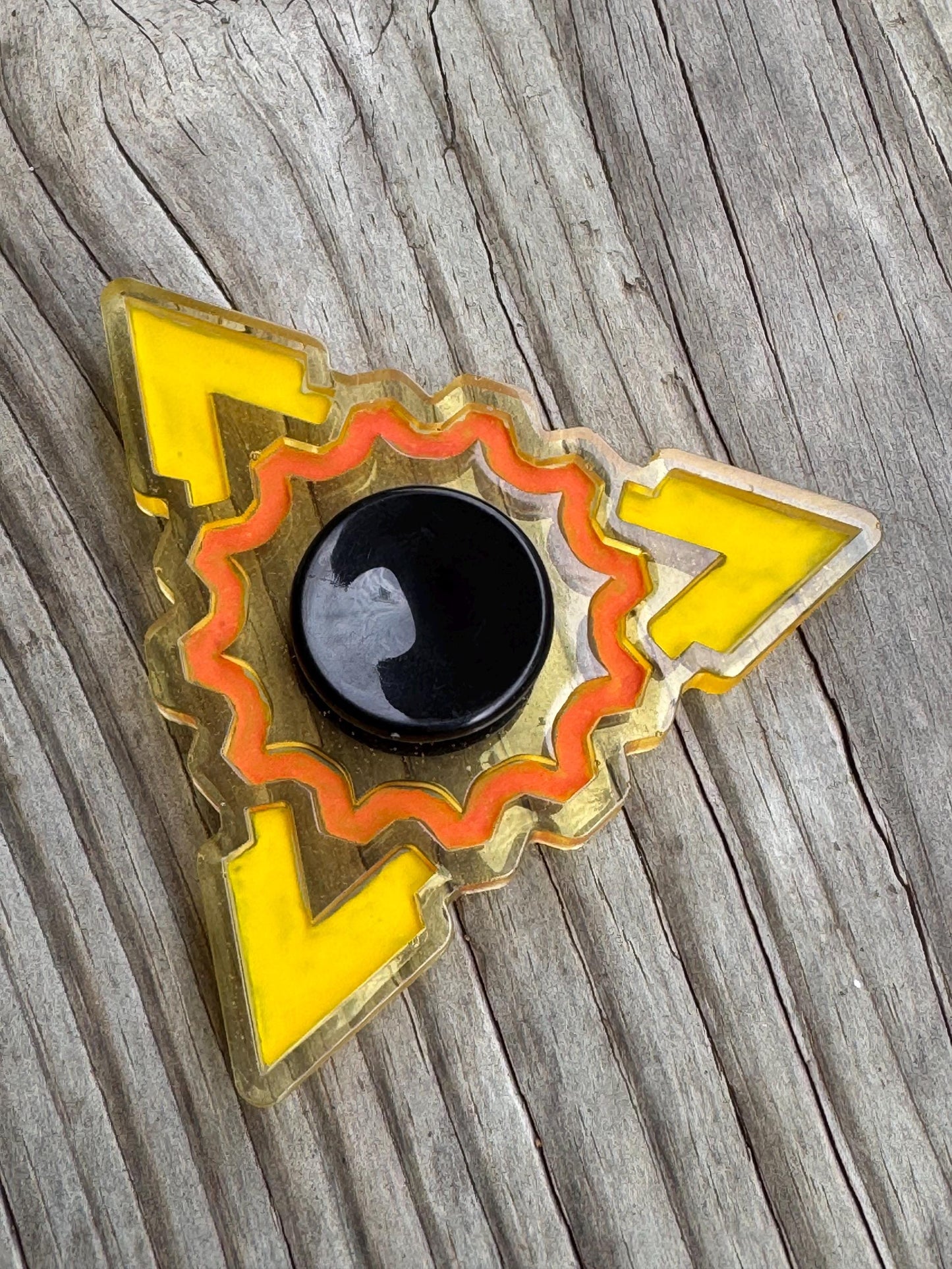 Clear Yellow Orange Triangle Gear Fidget Spinner Epoxy Resin