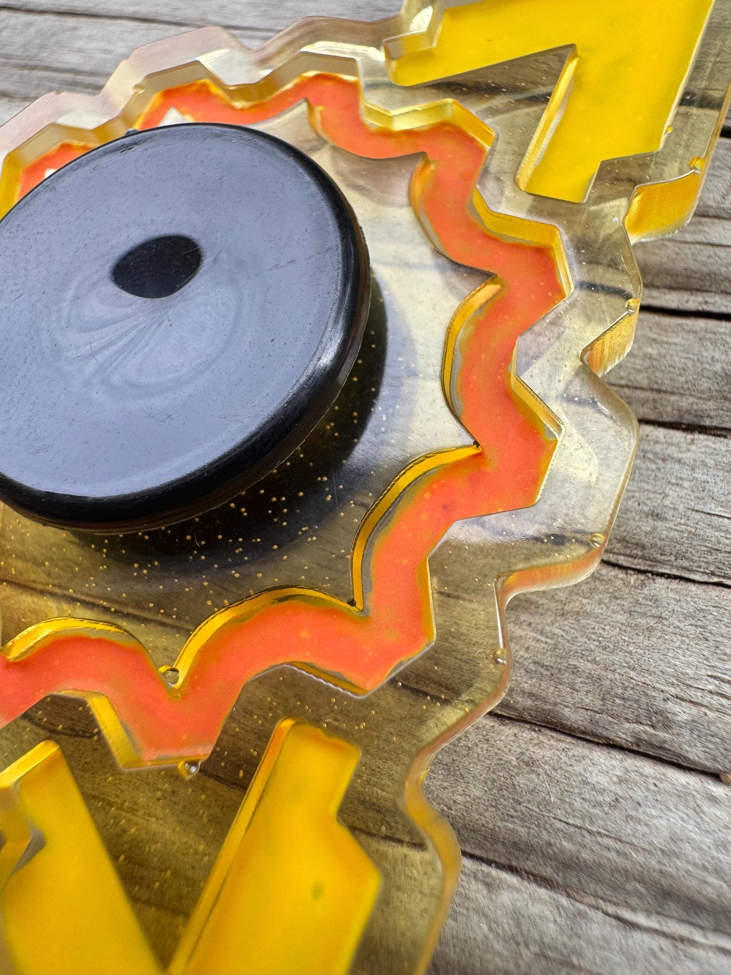 Clear Yellow Orange Triangle Gear Fidget Spinner Epoxy Resin