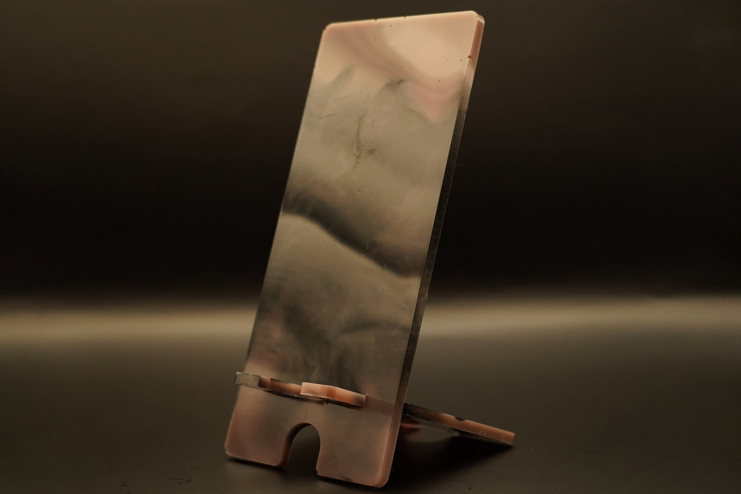Chocolate and Espresso Brown Swirling Marbled Tabletop Phone Stand Epoxy Resin
